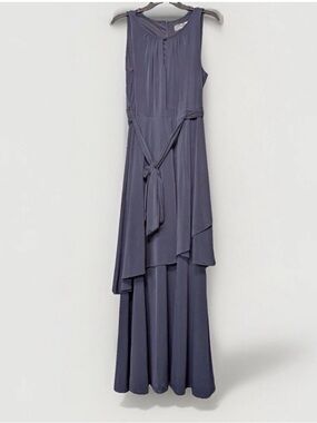 Shelby & Palmer Sleeveless Asymmetrical Maxi Dress in Slate Blue